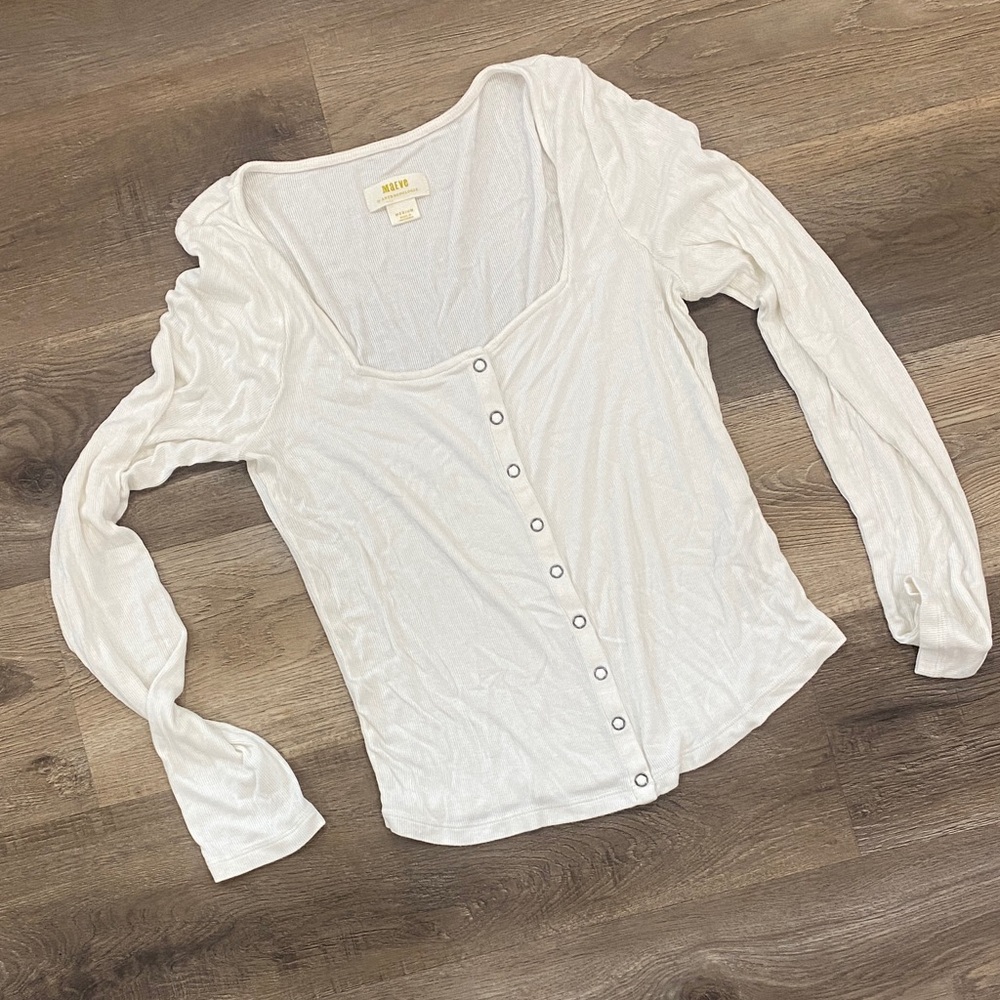 Wilfred Cream Button-Down Long Sleeve Top